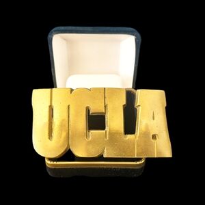 🐻 Vtg. UCLA Solid Brass Letter Belt Buckle